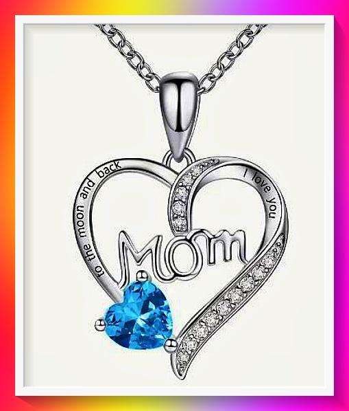Dazzling artificial blue Zirconia MOM Pendant Necklace