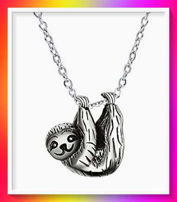 Stylish Silvery Sloth Necklace with Luxury White K Plating