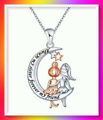 Cute Girls on the Moon Pendant Necklace 2 color