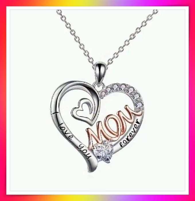 Gorgeous Mom Double Heart with Rhinestones Necklace