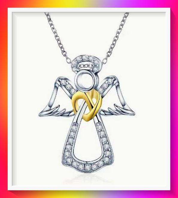 Amazing Two-Tone Guardian Angel Pendant Necklace
