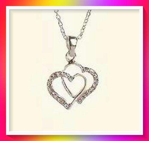 Stunning Irregular Double Heart Pendant Necklace silver