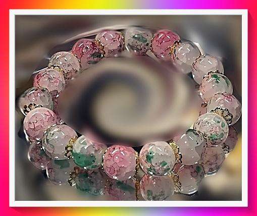 Boho Cherry Blossom Glass Bead Bracelet