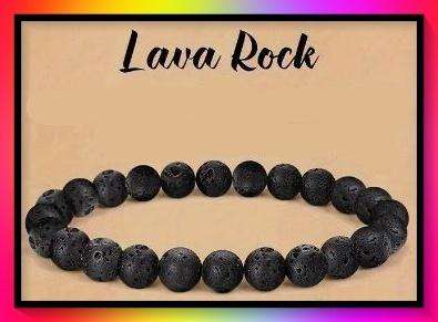 Natural Stone Lava Rock Elastic Beaded Bracelet