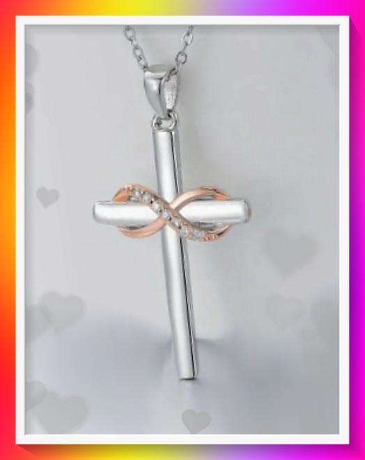 Stunning Love You Forever Two-color Infinity Ring Cross Pendant Necklace