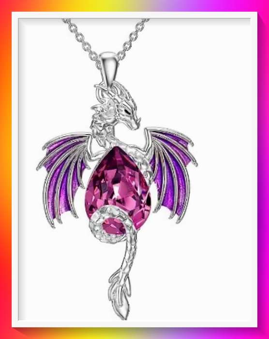 Sparkling Teardrop Rhinestone Dragon design Pendant Necklace