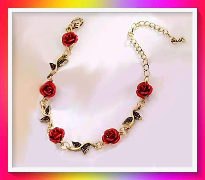 Radiant Red Rose Chain Bracelet