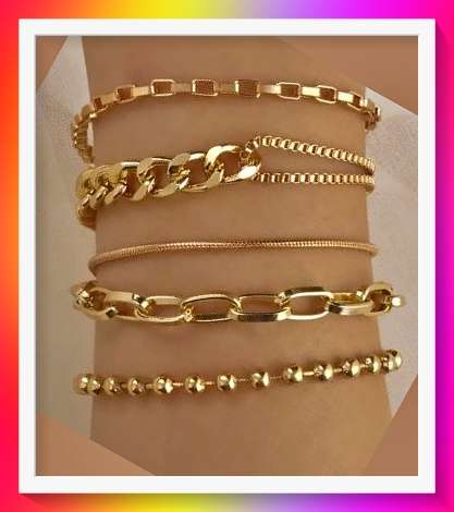 Amazing 5pcs Vintage Style Link Chain Bracelet Set