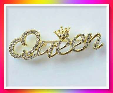 Gorgeous Queen brooch gold tone
