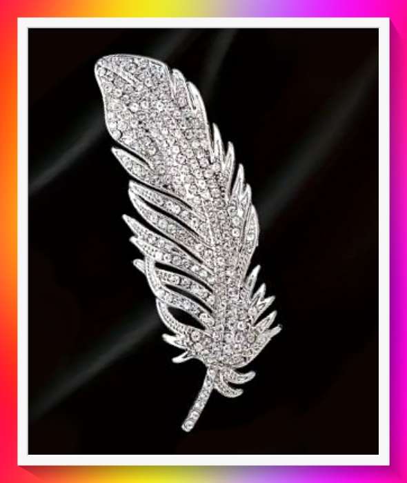 Delightful Sparkling Rhinestone Feather Brooch Pin