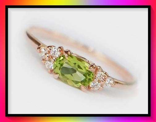 Awesome Olive Green Faux Zirconia Ring for Women S6