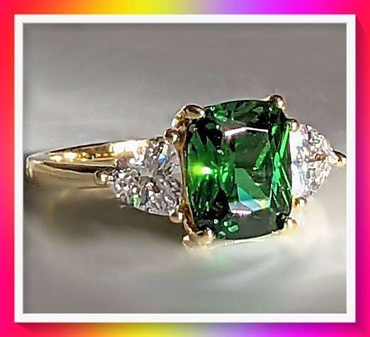 Vibrant Green Square Cut Promise Ring S10