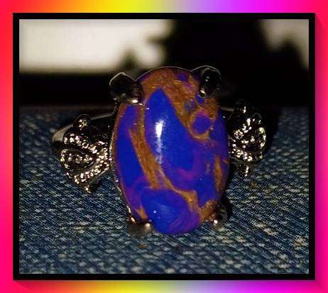 Beautiful Antique Deep Blue Stone Ring 17mm