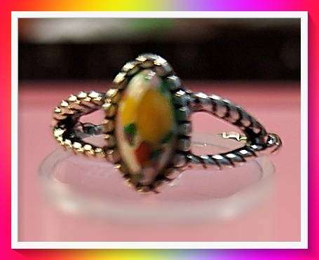 Beautiful Antique Style Multi-Coloured Stone Ring S15