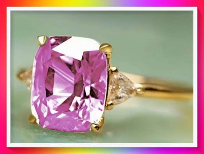 Gorgeous Pink Topaz Synthetic Gemstone Ring S9