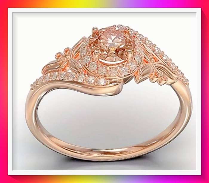 Stunning Rose Gold coloured Simulated Morganite Engagement Ring S5