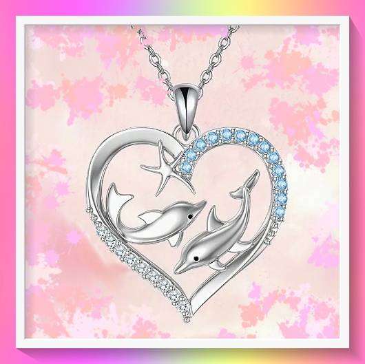 Stunning Dolphin Heart Pendant Necklace