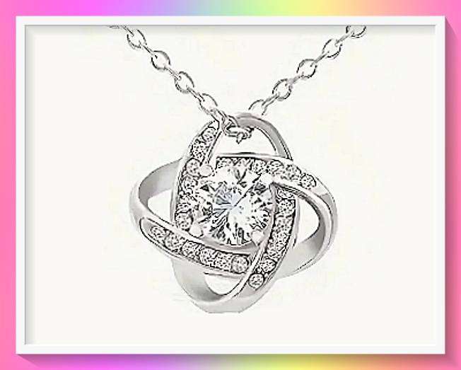 Beautiful Fashion Love Knot Pendant Necklace Clear stone