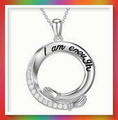 Inspirational "I Am Enough" Hug Circle Pendant Necklace