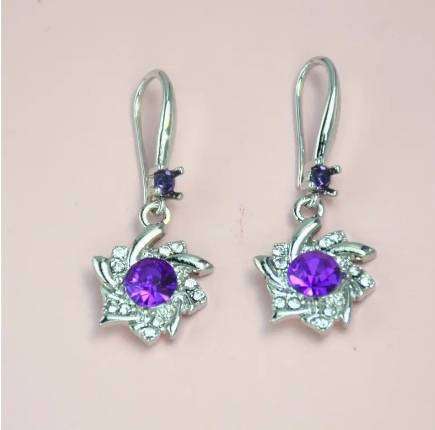 Lovely Purple simulated gemstone Snowflake Alloy earrings