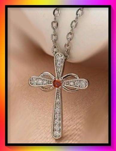 Gorgeous Simple Copper Faux zirconia Cross Pendant Necklace for Women - Infinity Symbol Design