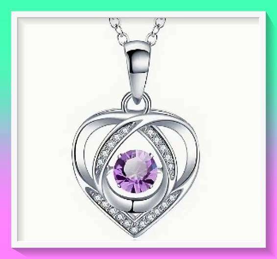 Exquisite Purple Rhinestone Heart Pendant Necklace