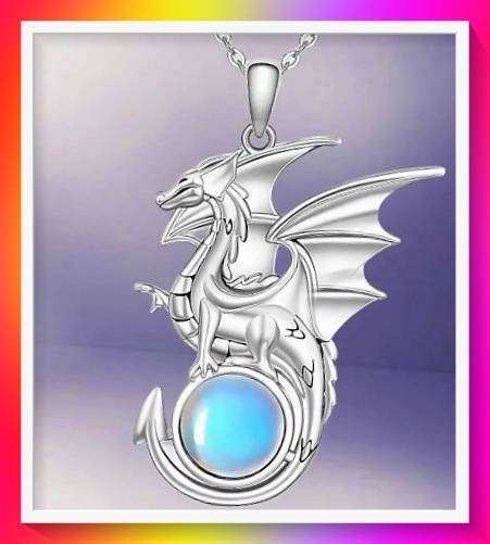 Amazing Dragon Pendant Necklace with Imitation Jade Orb