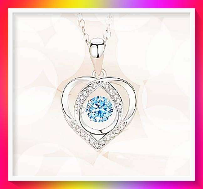 Blazing Blue Rhinestone Decor Heart Pendant Necklace