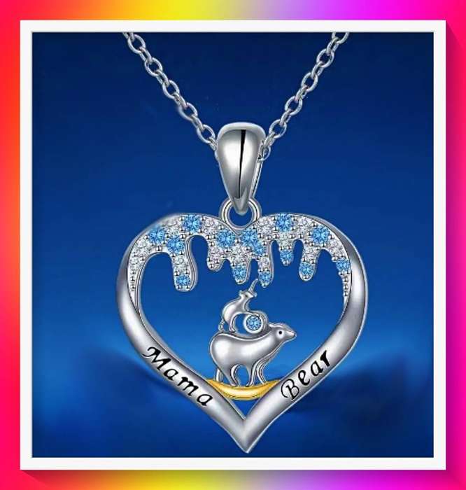 Adorable Polar Bear Mama Bear Pendant Necklace