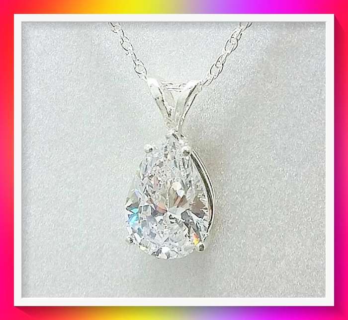 Amazing Teardrop Faux Zirconia Pendant Necklace