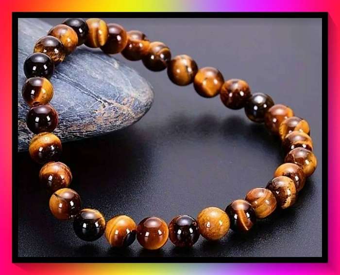 Handcrafted Natural 6mm Tiger Eye Stone Beaded Bracelet