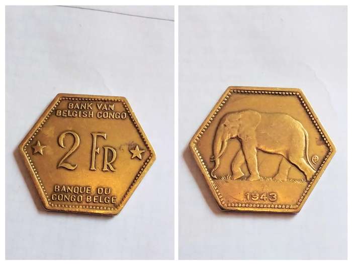 2 Francs 1943 Belgian Congo