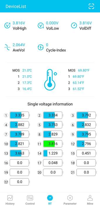 Lifepo4 6S-22S 80A BT Smart bms
