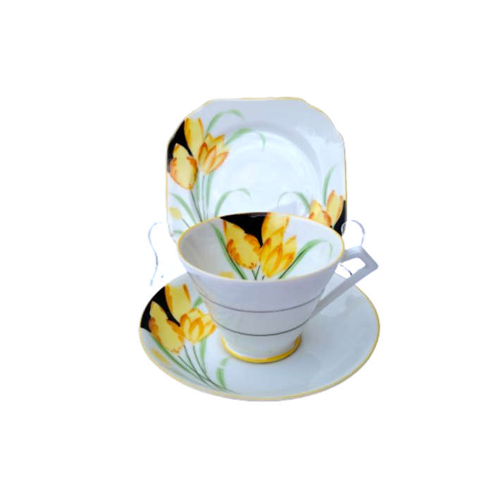 Yellow Crocus Art Deco porcelain Tea Set