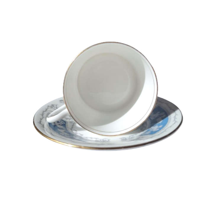 Coalport Revelry Blue with Cupids Gold Trim Duo Cup and Saucer