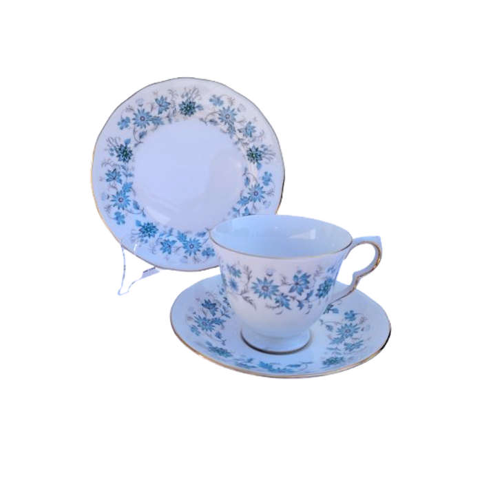 Colclough Tea Set White with Bluel flowers and gold trim