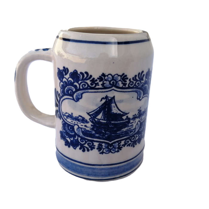 Delft Holland Blue and White Sailboat and Windmill Mug