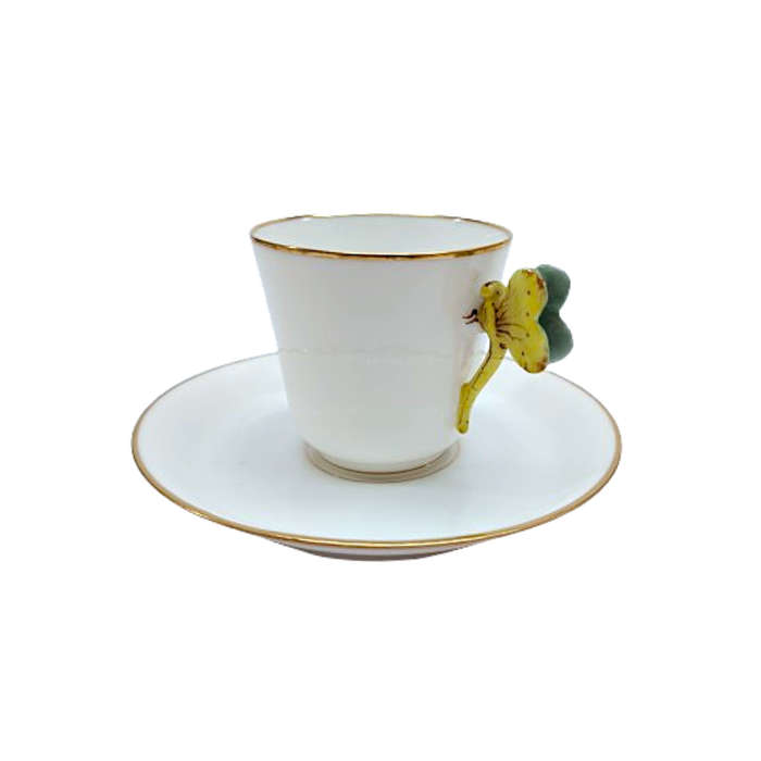 Art Nouveau Dragonfly Handle Demitasse Duo 1900s