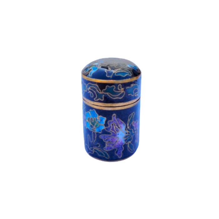Chinese Cloisonné Lidded Pot Pretty Enameled Flowers