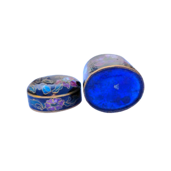 Chinese Cloisonné Lidded Pot Pretty Enameled Flowers