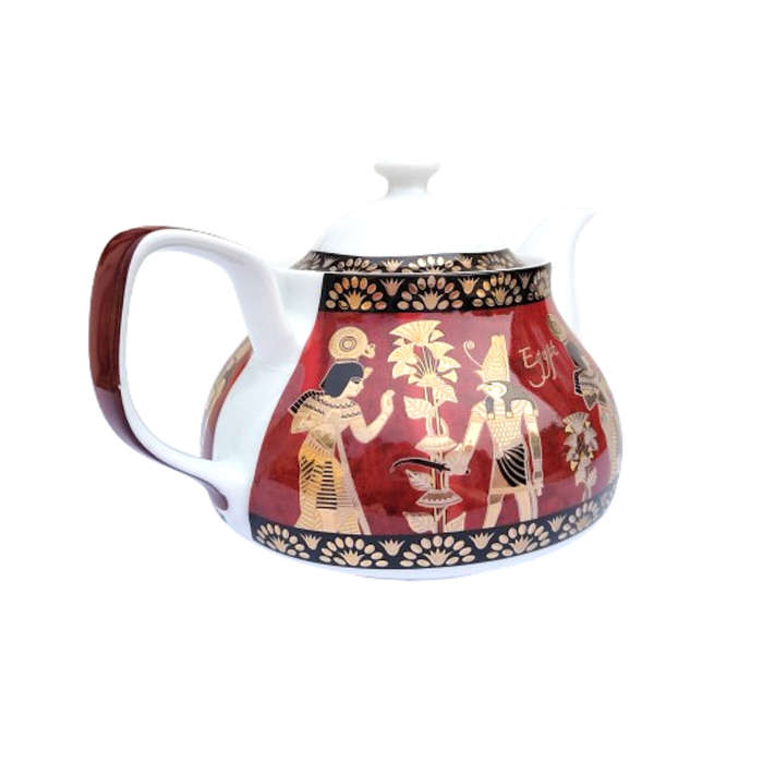 Fathi Mahmoud Limoges Red Black and Gold Porcelain Tea Pot