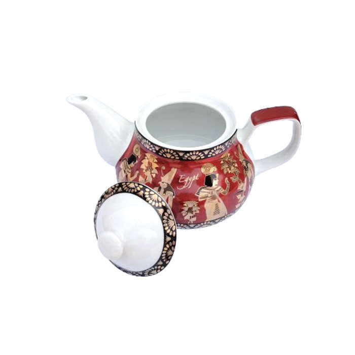 Fathi Mahmoud Limoges Red Black and Gold Porcelain Tea Pot