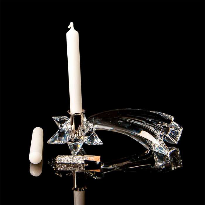 Swarovski Silver Crystal Christmas `Shooting Star` Candle Holder Retired 2004