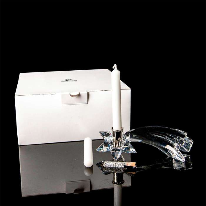 Swarovski Silver Crystal Christmas `Shooting Star` Candle Holder Retired 2004