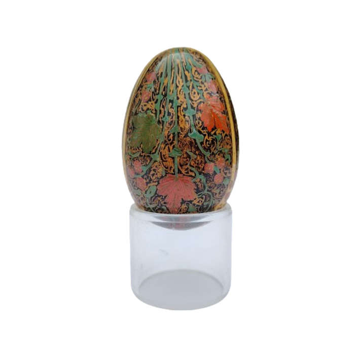 Vintage Hand Painted Flowers Egg on clear Stand