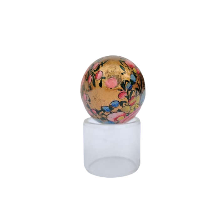 Vintage Hand Painted Flowers Egg on clear Stand