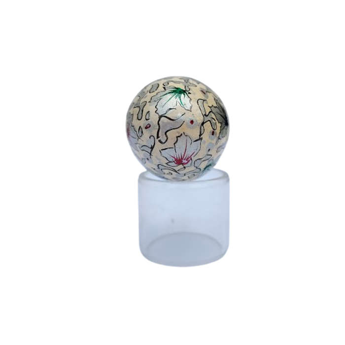 Vintage Hand Painted Flowers Egg on clear Stand