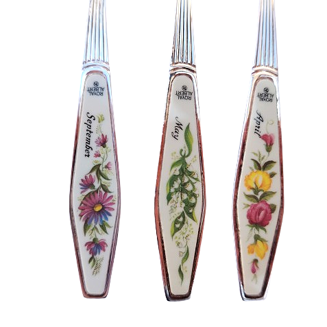 Royal Albert Flower of the Month set of 12 Silver Plated Teaspoons