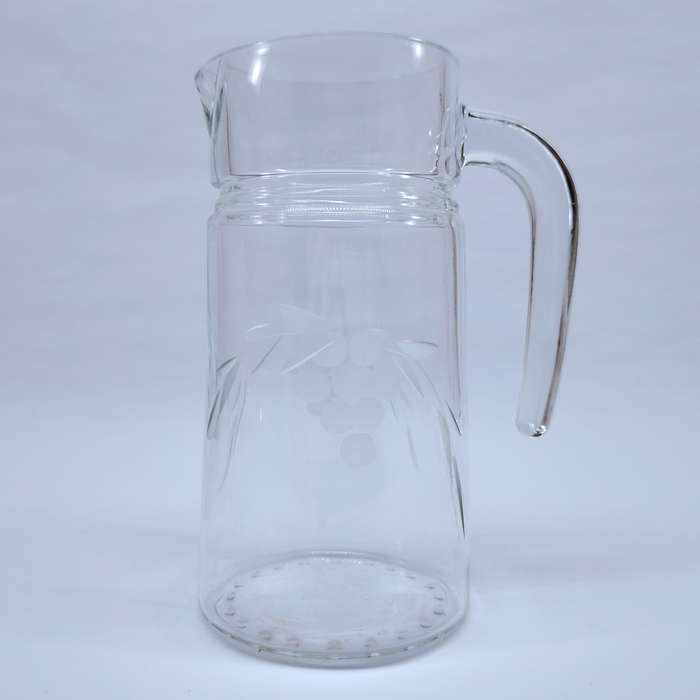 Quality vintage glass etched grape pattern water jug