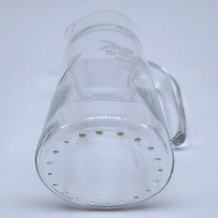 Quality vintage glass etched grape pattern water jug